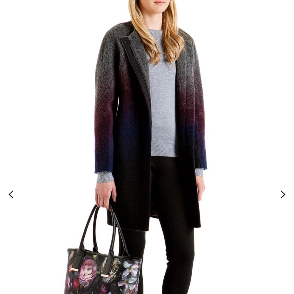 Ted Baker Mohair Ceria Ombré Cocoon Coat, Mid Grey